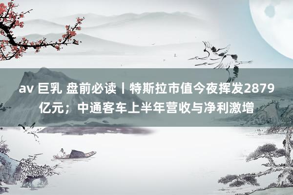 av 巨乳 盘前必读丨特斯拉市值今夜挥发2879亿元；中通客车上半年营收与净利激增