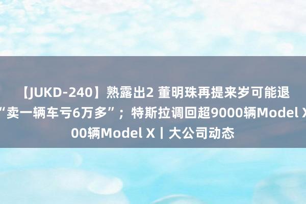 【JUKD-240】熟露出2 董明珠再提来岁可能退休；雷军回话“卖一辆车亏6万多”；特斯拉调回超9000辆Model X丨大公司动态
