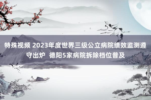特殊视频 2023年度世界三级公立病院绩效监测遵守出炉  德阳5家病院拆除档位普及